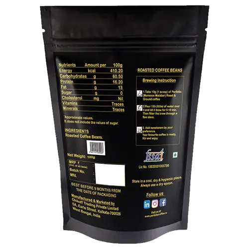 Monsoon Malabar 100% Pure Arabica | Roasted Coffee Beans Pouch